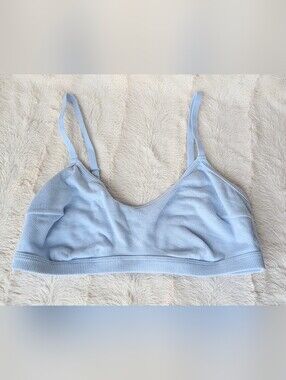 Auden unlined scoop neck ribbed bralette pastel blue medium